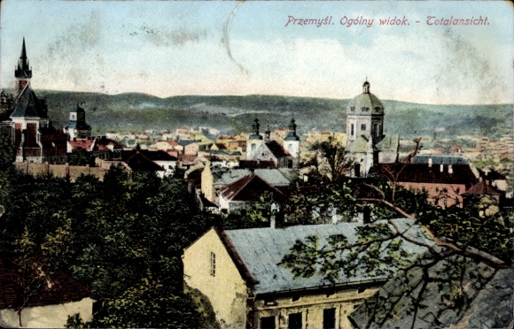 Postcard Przemyśl Poland, city view of buildings, from 1909