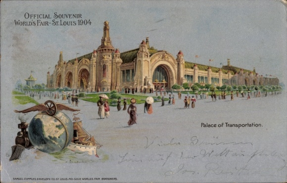 Stop against the light, lithograph, St. Louis, Missouri, USA, World's Fair 1904, Palace of Transportation