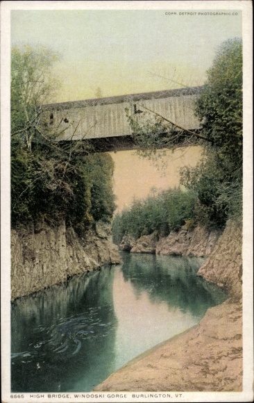 Postcard Burlington Vermont United States, High Bridge, Winooski Gorge