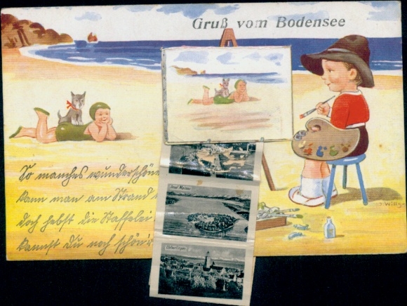 Leporello Postcard Überlingen on Lake Constance, Mainau Island