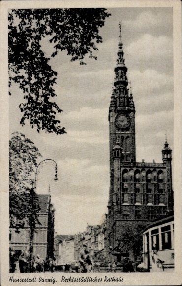 Postcard Gdańsk Danzig, Main Town Hall