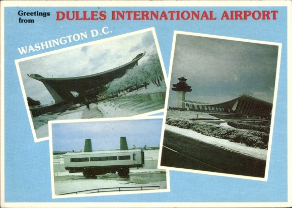 Postcard Washington DC USA, Dulles International Airport, three pictures, modern terminal