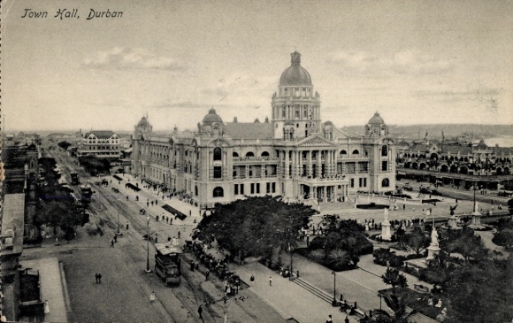 Durban, South Africa, Town Hall, view, crowd, tram