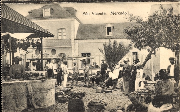 Postcard Sao Vicente Cape Verde, market