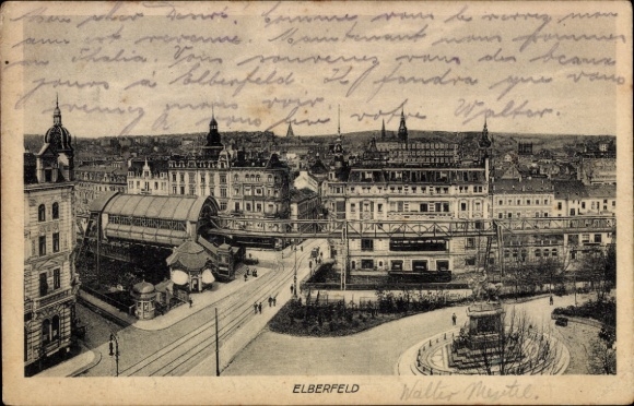 Postcard Elberfeld Wuppertal, Panorama, Suspension Railway