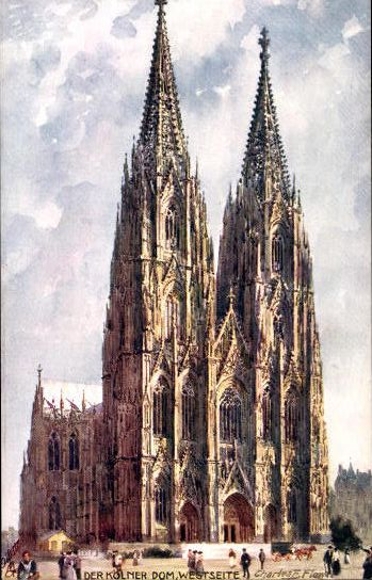 6 artists' PCs in an envelope: Cologne Cathedral, Oilette series by Charles Flower