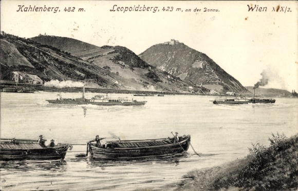 PC Vienna 19 Döbling Leopoldsberg, Kahlenberg, Leopoldsberg, Danube, ships