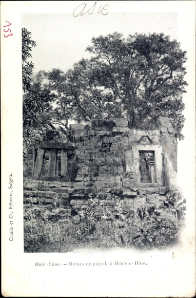 Postcard Laos, Pagoda Ruins at Houene Hine