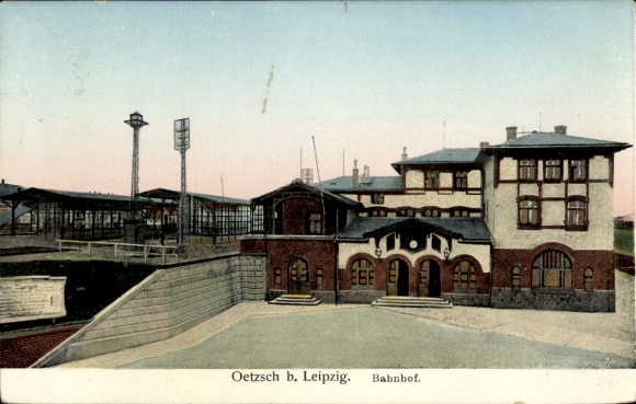 Golden Windows light window Postcard Oetzsch Markkleeberg in Saxony, train station