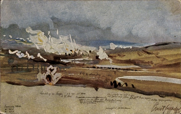 Artist Postcard Vollbehr, Forges Meuse, Battles, Cumierewald, World War I, Battle Scene