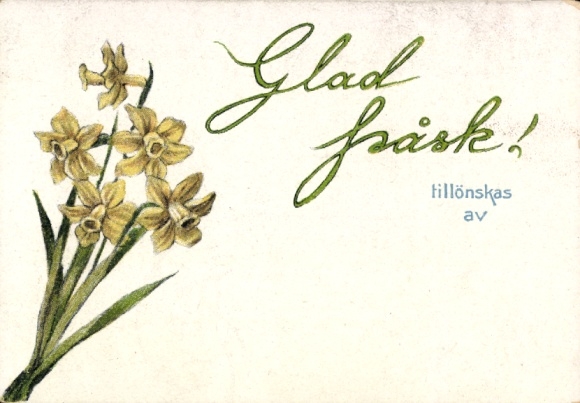 Artist Postcard Nyström, Jenny, Happy Easter, Daffodils