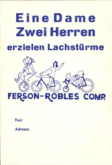 Postcard Advertising, Ferson-Robles Comp., Bicycles
