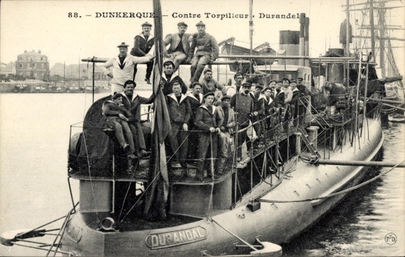 Postcard Dunkirk North, torpedo boat Durandal