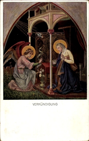 Artist Postcard Fuchs, Franz, Annunciation, Angel