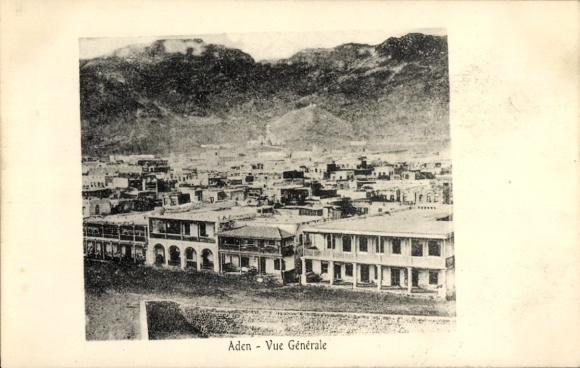 Postcard Aden Yemen, general view, cityscape, mountains in the background