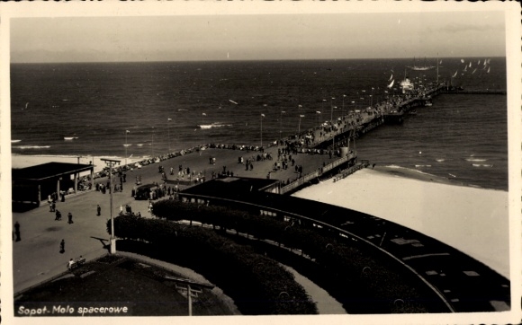 Postcard Sopot Gdańsk Sopot Gdansk, Molo spacerowe, crowd, sea, pier