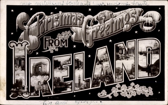 Letters Postcard Ireland, souvenir, congratulations Christmas
