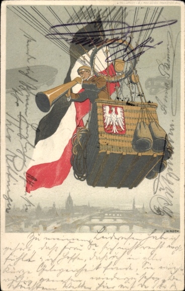 Postal stationery by artist Postcard Roth, Frankfurt, International Airship Exhibition ILA, Balloon, PP 27 C 100/01