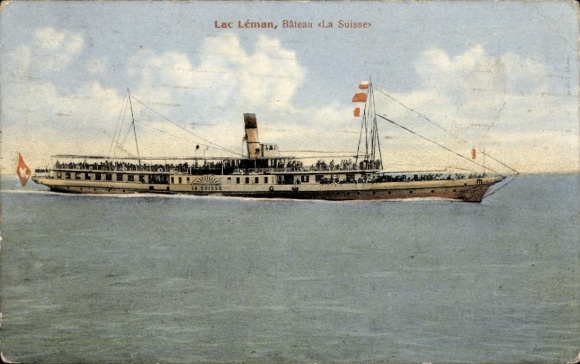 Postcard Lac Leman, Bâteau La Suisse