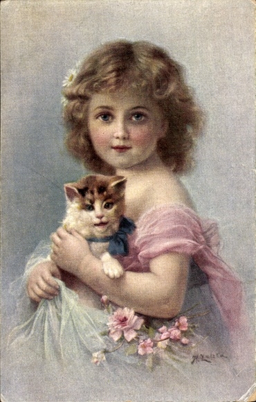 Artist AK Zatzka, Hans, Girl with Cat