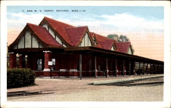 Postcard Natchez Mississippi USA, Depot, Station