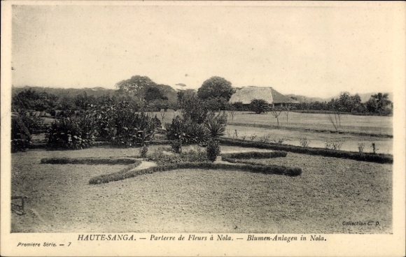 Postcard Haute Sangha Central African Republic, flower gardens in Nola