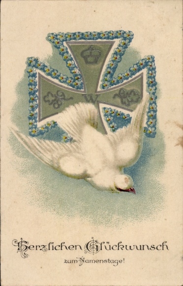 Coinage, congratulations, name day, dove, Iron Cross