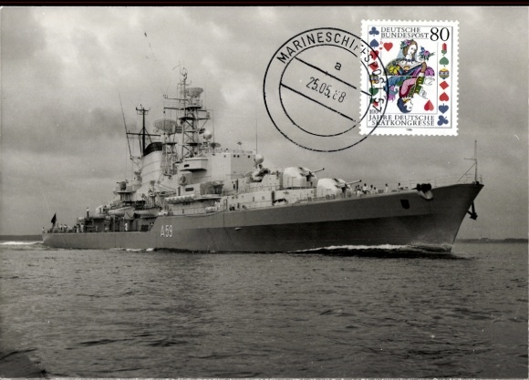 Postcard German Federal Navy, Training Ship Deutschland, A 59