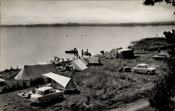 Postcard Plau am See Mecklenburg, campsite at Lake Plau