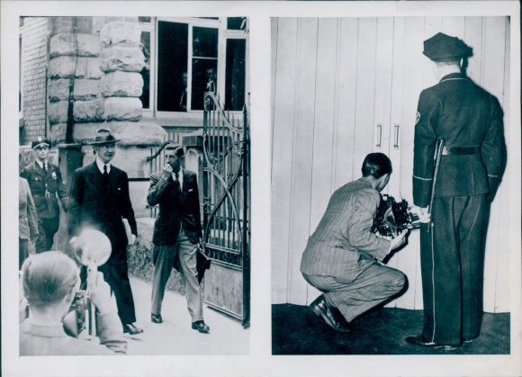 Photo Nuremberg Trials, Hjalmar Schacht sentenced to a labor camp, journalists in front of the courtroom