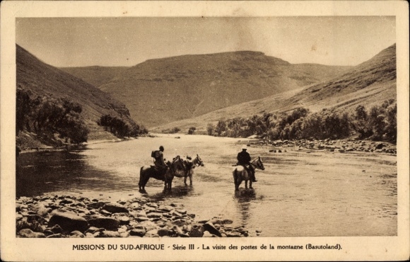 Postcard Basutoland Lesotho, Visiting the Mountain Posts, South Africa Missions