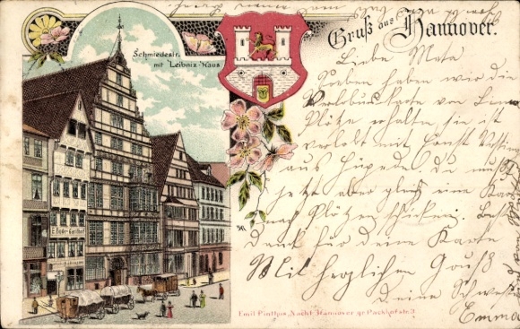 Coat of arms lithograph, Hanover, Leibniz House