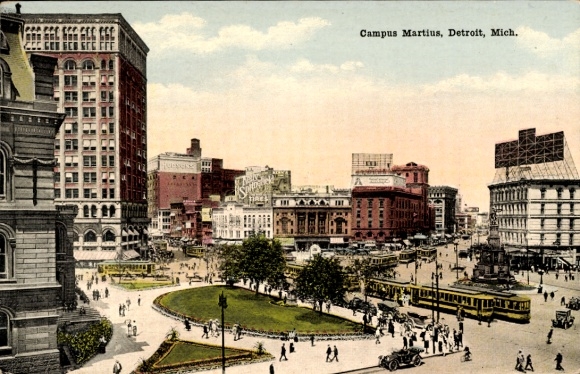 Postcard Detroit Michigan USA, Campus Martius