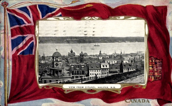 Postcard Halifax Nova Scotia Canada, city view from the Citadel, NS, Canada, British flag