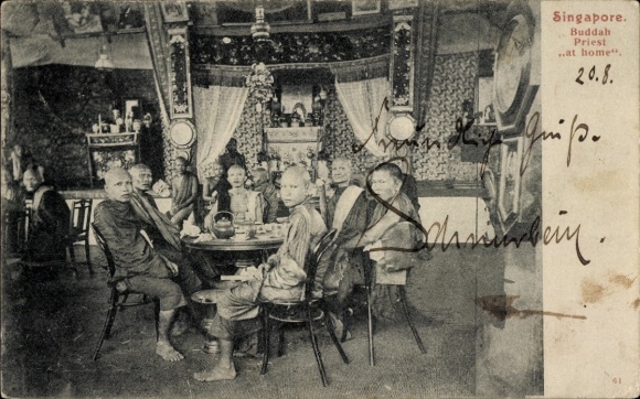 Postcard Singapore, Buddhist priest in a home