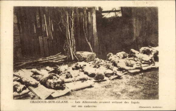 PC Oradour sur Glane Haute Vienne, corpses, massacre of the SS 1944