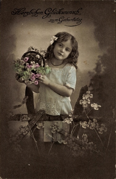 Happy birthday, girl with flowers