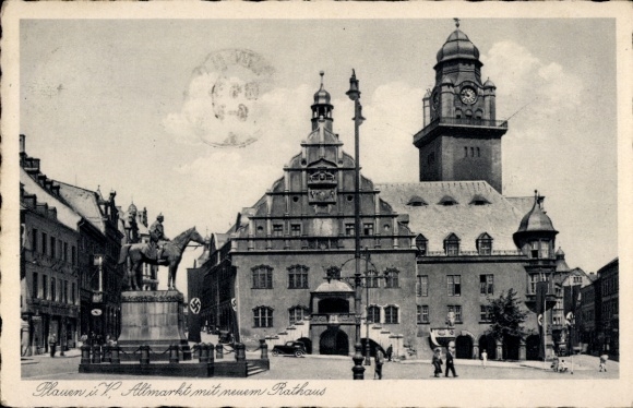 Plauen in Vogtland, old market square with new town hall
