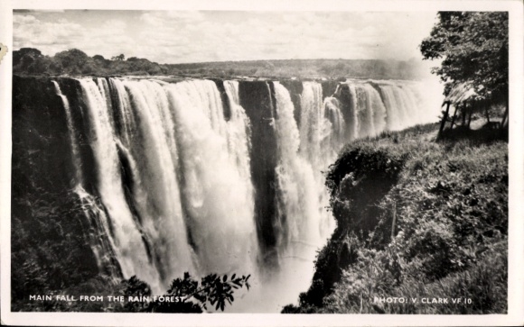Postcard Victoria Falls Zimbabwe, Victoria Falls, waterfall, photo by V. Clark