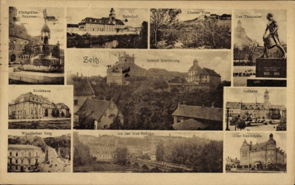 Zeitz in the Burgenland district, Moritzburg Castle, district administration building, train station, town hall