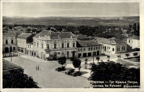 Postcard Negotin Serbia, city view, King Peter Square, view of Bukovo and surroundings
