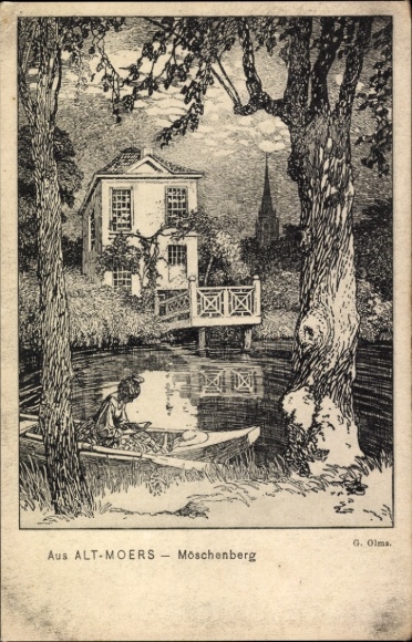 Artist Postcard Olms, G., Moers am Niederrhein, Möschenberg
