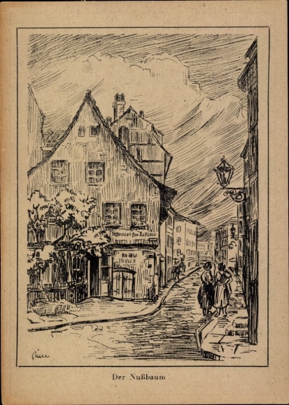 Artist Postcard Erich Zinn, Berlin Mitte, The Walnut Tree