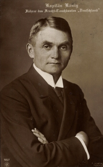 Postcard Captain Paul König, commander of the cargo submarine Deutschland, portrait, NPG 5627