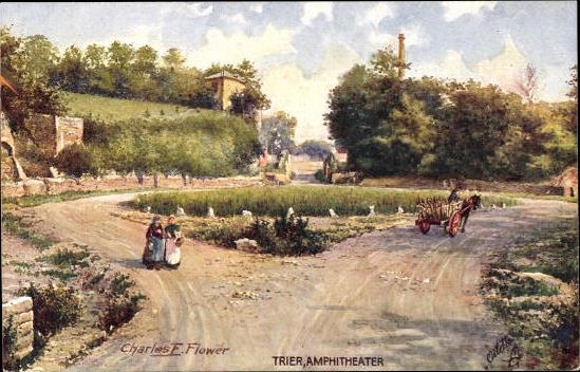 6 artists AK in envelope Trier on the Moselle, Oilette series