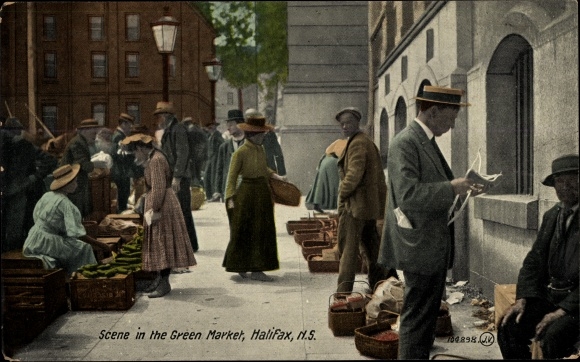 Postcard Halifax Nova Scotia Kanada, Scene in the Green Market