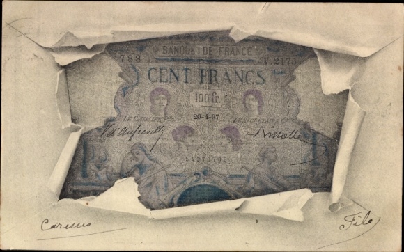 Chromo-Litho banknote, Banque de France, Cent Francs