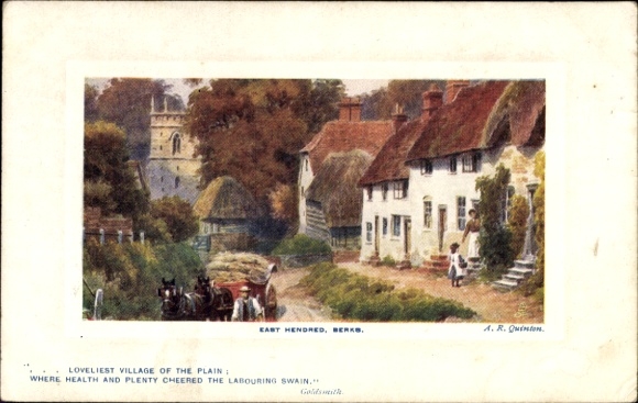 Artist Postcard Quinton, AR, Berks, East Hendred, village idyll