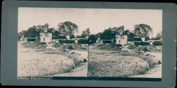 Stereo photo Cairo, Egypt, Fellach village