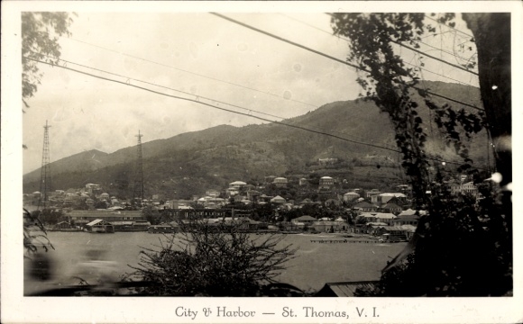 Photo Postcard Saint Thomas Virgin Islands American Virgin Islands, city and harbor